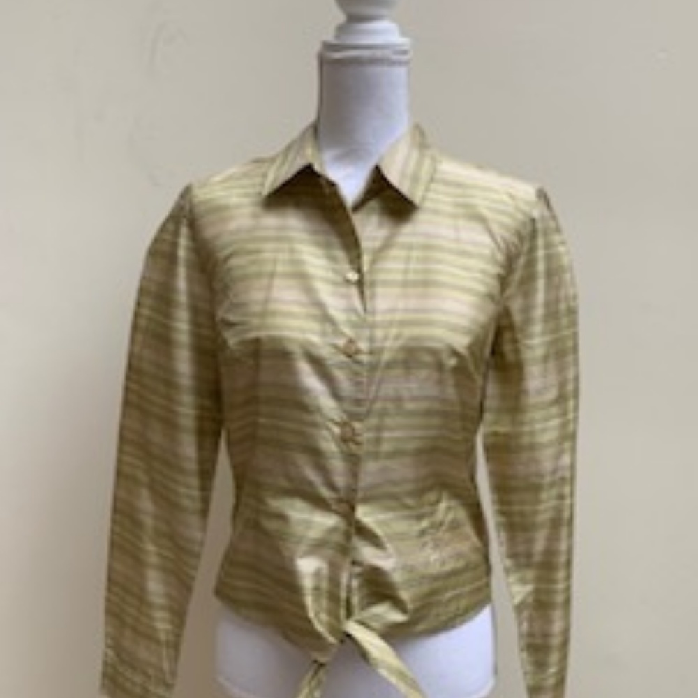 Anne Taylor 100% Silk Button & Tie Front